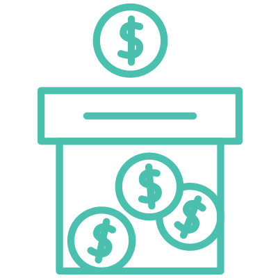 Coins going into a savings icon