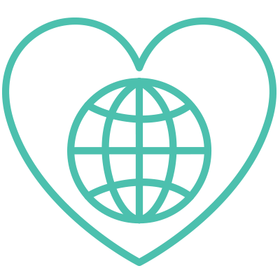 Globe inside heart icon