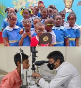 Jamaican children and Bangladesh eye exam